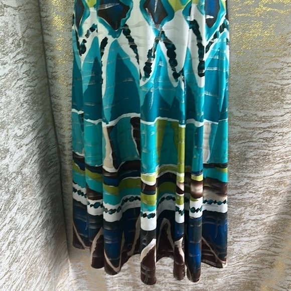 Vintage🧚‍♀️ Frank Lyman Design Blue Abstract Print Summer Dress Size 4 - Picture 5 of 12